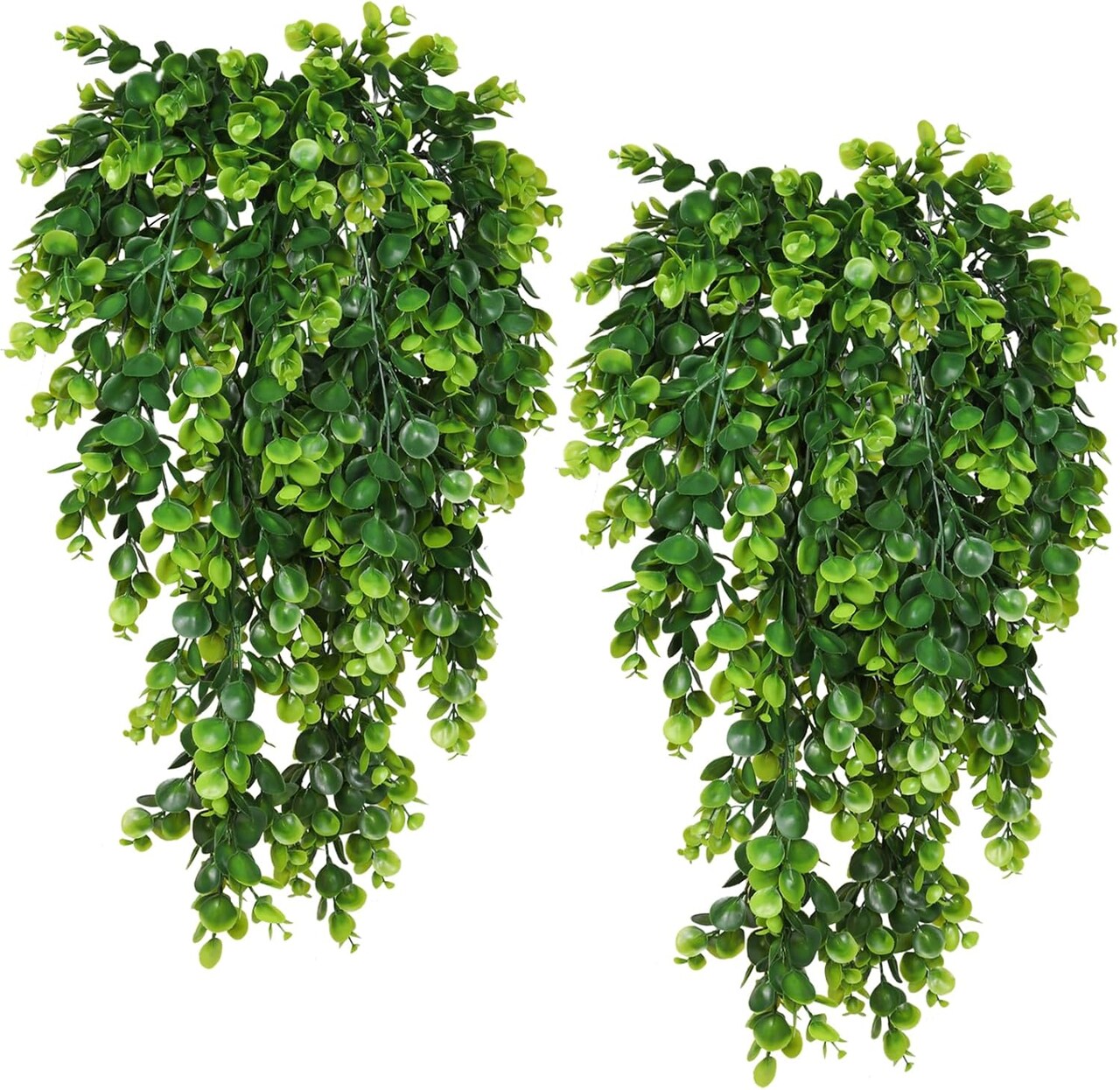4 Pack Artificial Hanging Plants Faux Eucalyptus Leaf Greenery Fake Plant for Wall House Room Patio Indoor Outdoor Home Shelf Office Decor (Green)